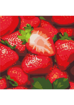 Malowanie po numerach - Soczysta truskawka 25x25cm