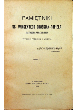 Pamiętniki ks Wincentego Chościak Popiela Tom II 1915 r.