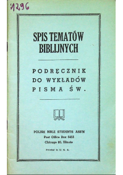 Spis tematów biblijnych Podręcznik do wykładów Pisma Św