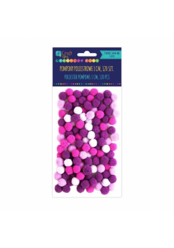Pompony poliestrowe fioletowe 1cm różowy 120szt