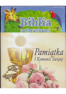 Pamiątka I Komunii Św - Biblia z obrazkami nieb.