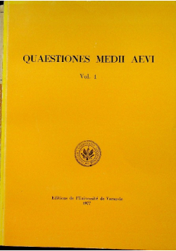 Quaestiones medii aevi vol 1