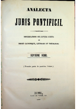 Analecta Juris Pontificii tom VII 1864 r.