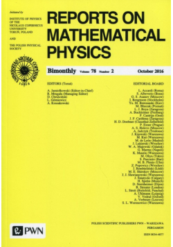 Reports on Mathematical Physics 78/2 2016 Kraj