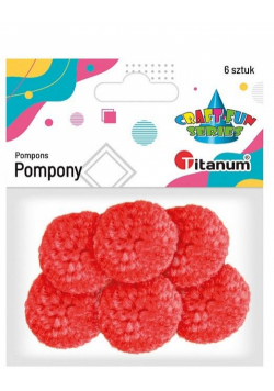 Pompony włóczkowe 3cm czerwone 6szt