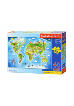 Puzzle 40 maxi - Mapa świata CASTOR