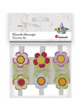 Ozdoba drewniana Klamerki kwiatki 26x27mm mix 6szt