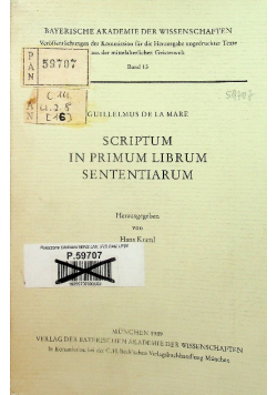 Scriptum in primum librum sententiarum