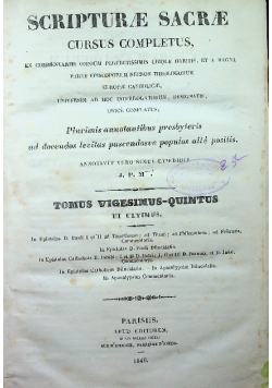 Scripturae sacrae cursus completus tomus vigesimus quintus 1840 r.