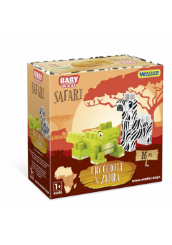 Baby Blocks Safari krokodyl i zebra 16 elementów