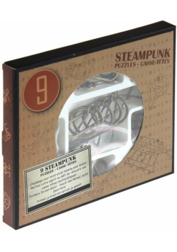 Łamigłówki metalowe 9 szt Steampunk czerwony G3