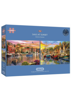 Puzzle 2x500 Żagle na tle zachodzącego słońca G3
