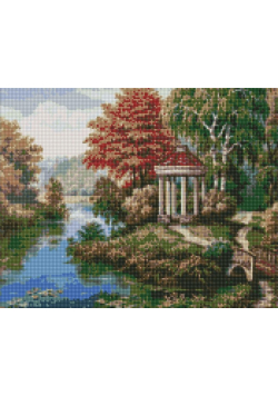 Diamentowa mozaika - Altanka nad rzeką 40x50cm