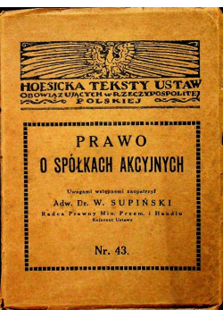Polskie prawo o spółkach akcyjnych 1929 r.