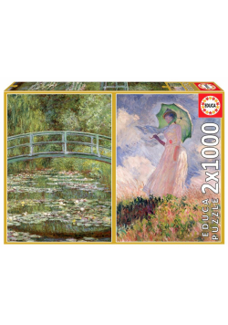 Puzzle 2x1000 Lilie wodne/Kobieta z parasolem G3