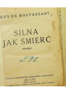 Silna jak śmierć około 1920 r.
