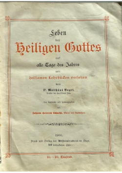 Leben der Heiligen Gottes, 1906 r.