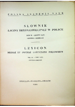 Słownik łaciny średniowiecznej w Polsce Tom II Zeszyt 9