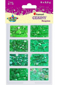 Cekiny 7mm 8 kolorów x 2,5g zielone