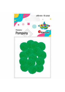 Pompony poliestrowe 18mm zielone 15szt
