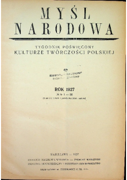 Myśl narodowa rok 1927 nr 1 - 26 1927 r.