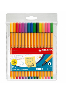 Cienkopis Point 10+5 kolorów neon w etui STABILO