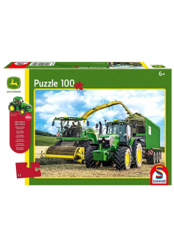 Puzzle 100 John Deere Traktor 6195M + zabawka G3