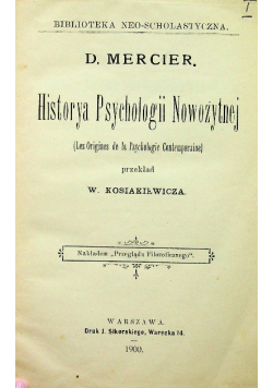 Historya psychologii nowożytnej 1900 r.