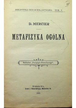 Metafizyka ogólna 1902 r.