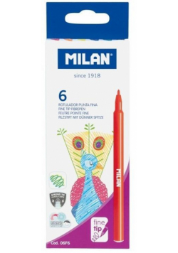 Flamastry okrągłe cienkie 6 kolorów MILAN