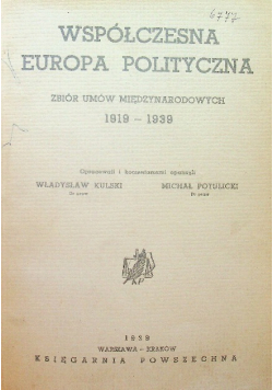 Współczesna Europa Polityczna 1939 r.