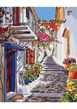 Malowanie po numerach - Ulica w Santorini 40x50cm