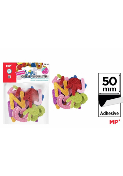Naklejki z pianki literki brokat 50mm