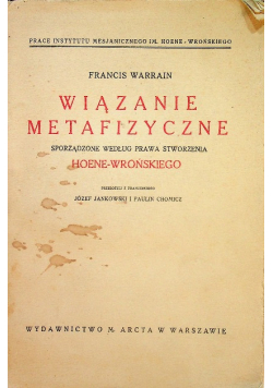 Wiązania metafizyczne 1928 r.