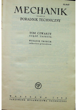 Mechanik Poradnik techniczny tom IV część III