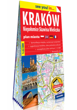 Kraków, Niepołomice, Skawina, Wieliczka; papierowy plan miasta 1:22 000
