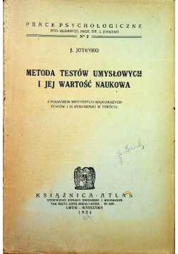 Metoda testów umysłowych i jej wartość naukowa 1924 r.