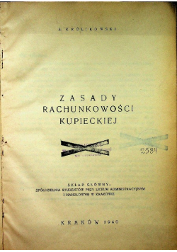 Zasady rachunkowości kupieckiej 1940 r.