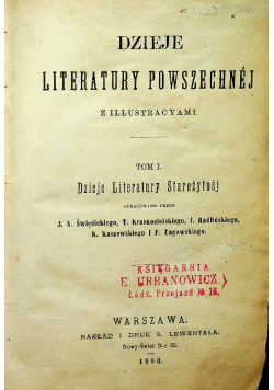 Dzieje Literatury Powszechnej Tom I 1880 r.