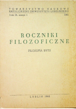 Roczniki filozoficzne filozofia bytu