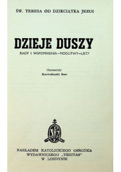 Dzieje Duszy Rady i wspomnienia Modlitwy listy