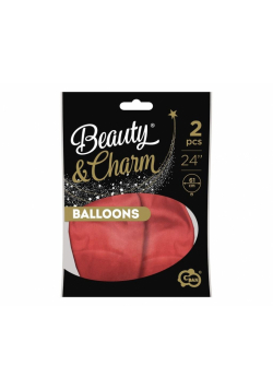 Balony Beauty&Charm platynowe j.czerwone 61cm 2szt