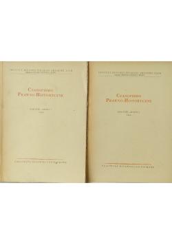 Czasopismo Prawno Historyczne  Tom XVIII  Zeszyt 1 i 2