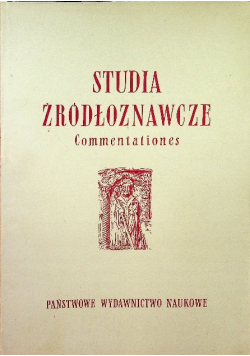 Studia źródłoznawcze Commentationes