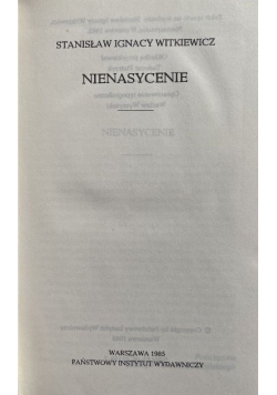 Witkiewicz Dzieła wybrane tom III Nienasycenie