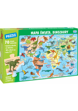 Mapa świata Dinozaury Puzzle 70 elementów