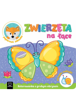 Zwierzęta na łące. Kolorowanka z grubym obrysem