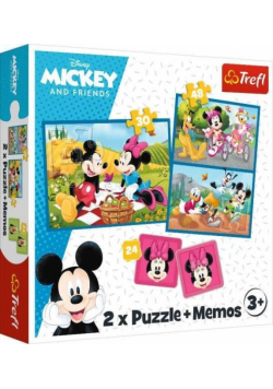 Puzzle 2w1 + memos Poznaj bohaterów Disney TREFL
