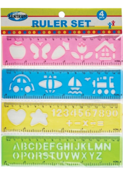 Linijki z szablonami 15cm 4szt. 86622