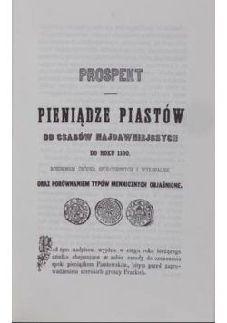 Pieniądze Piastów reprint 1847 r